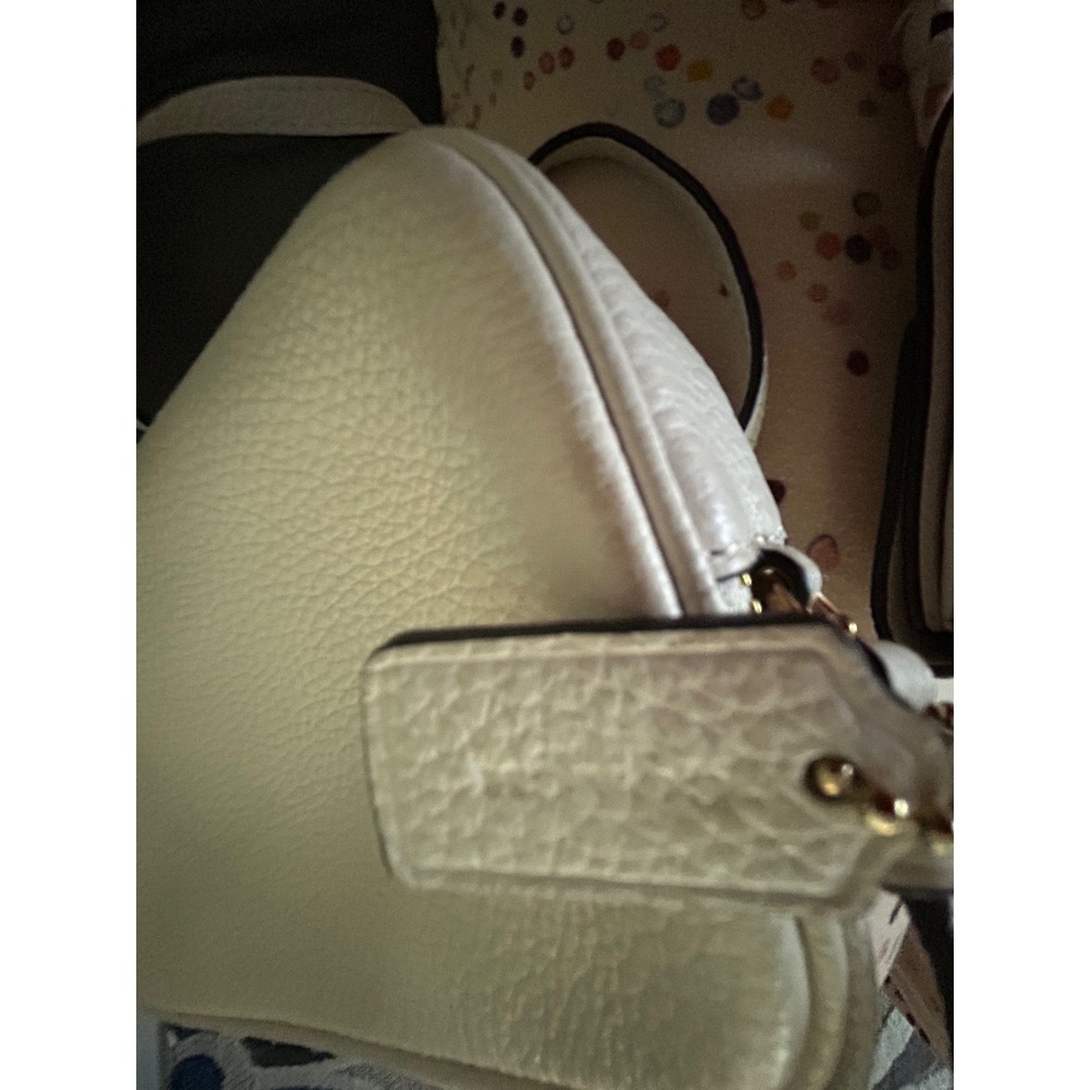 Coach Double Zip Crossbody Bag Pebbled Leather Chalk White Gold Tone Hardware - Picture 8 of 8